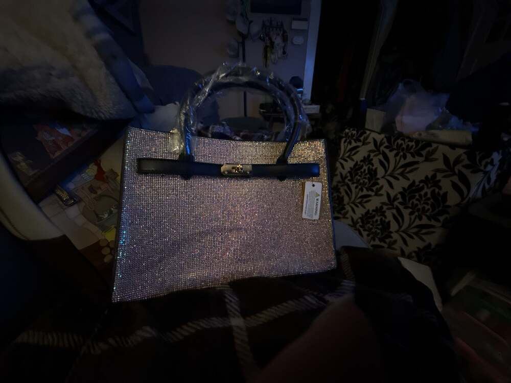 Rhinestone Embellished Satchel Handbag HPP1035 BKAB